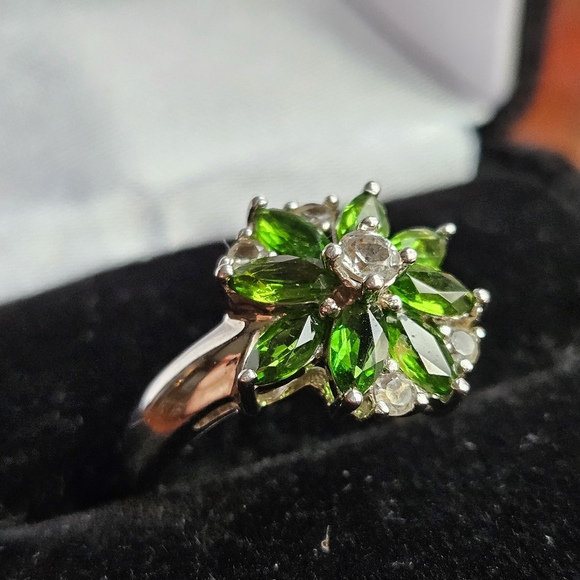 Jtv Sterling Silver 1.74CT Chrome Diopside and White Topaz Ring - Picture 3 of 4